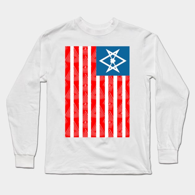 Stars And Stripes - All-Seeing Eye - Unicursal Hexagram. Long Sleeve T-Shirt by OriginalDarkPoetry